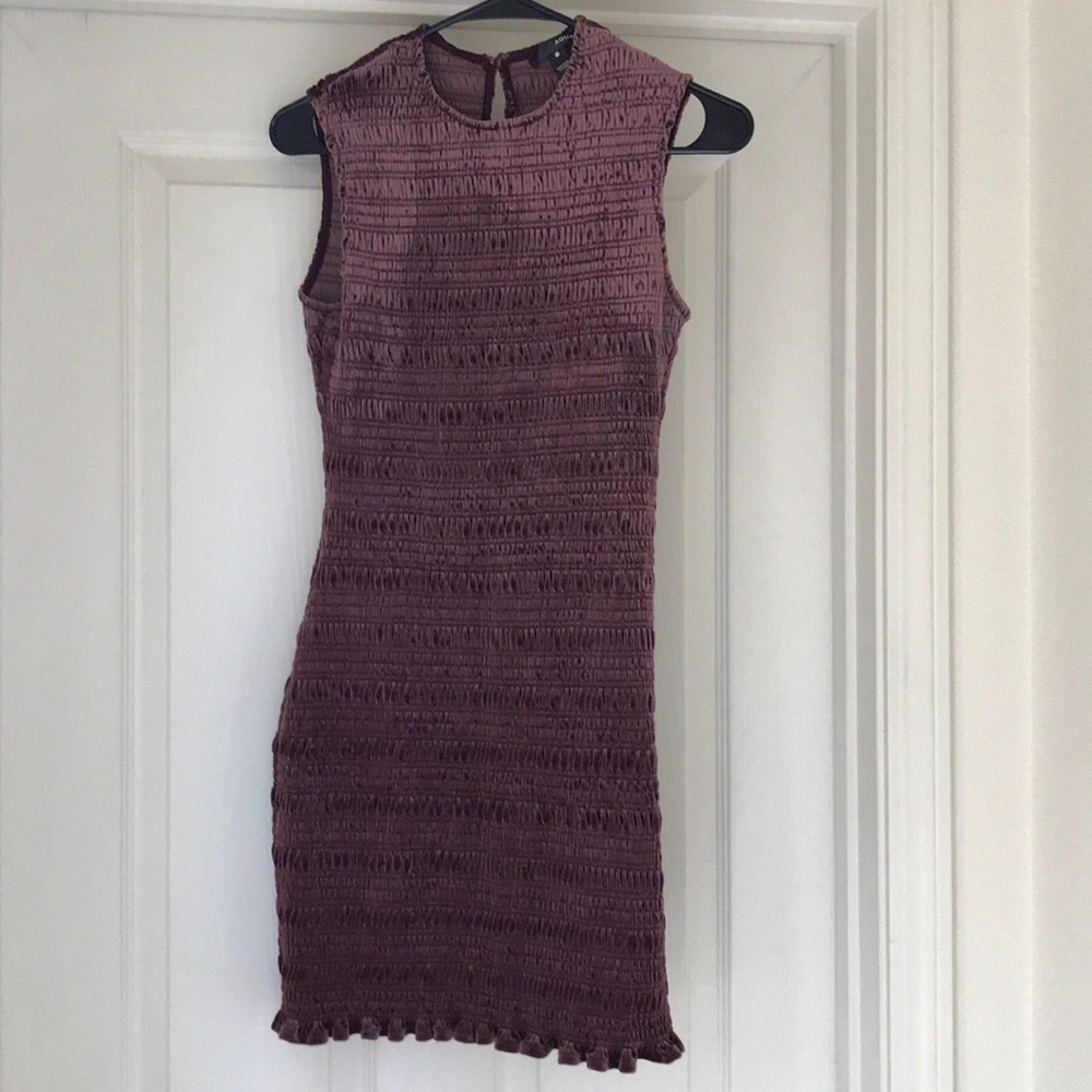 Purple/Maroon Aqua Smocked Velvet Body com Dress